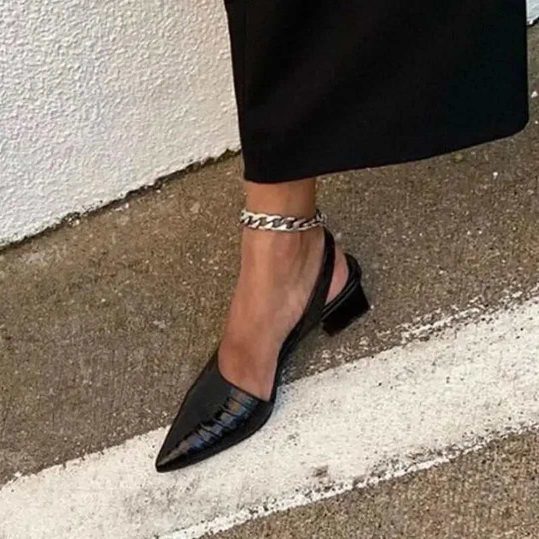 Skórzane czółenka slingback na słupku – widok produktu 2 | Ionotix