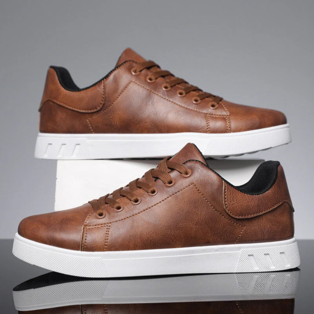 Skórzane męskie sneakersy – stylowy design ze sznurowaniem – widok produktu 3 | Ionotix