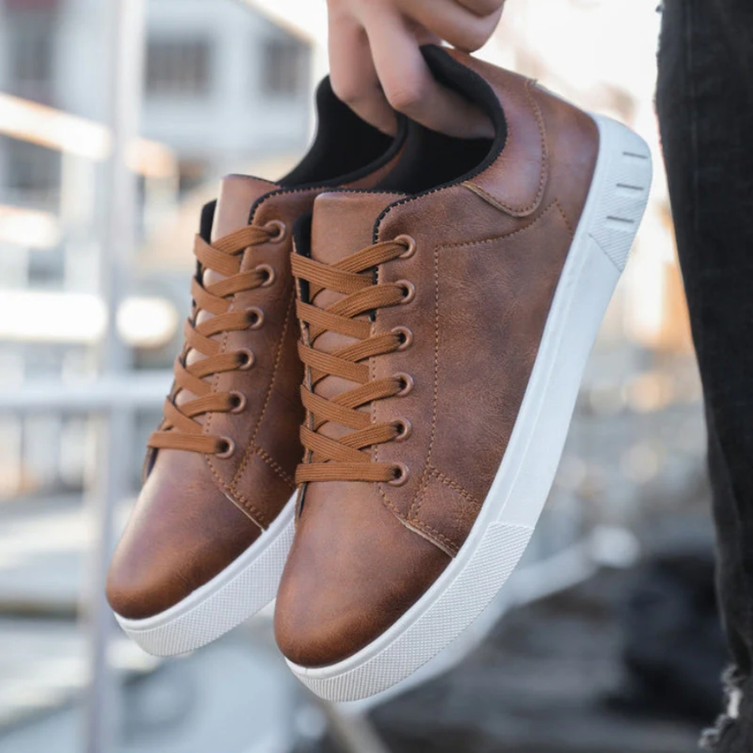 Skórzane męskie sneakersy – stylowy design ze sznurowaniem – widok produktu 5 | Ionotix
