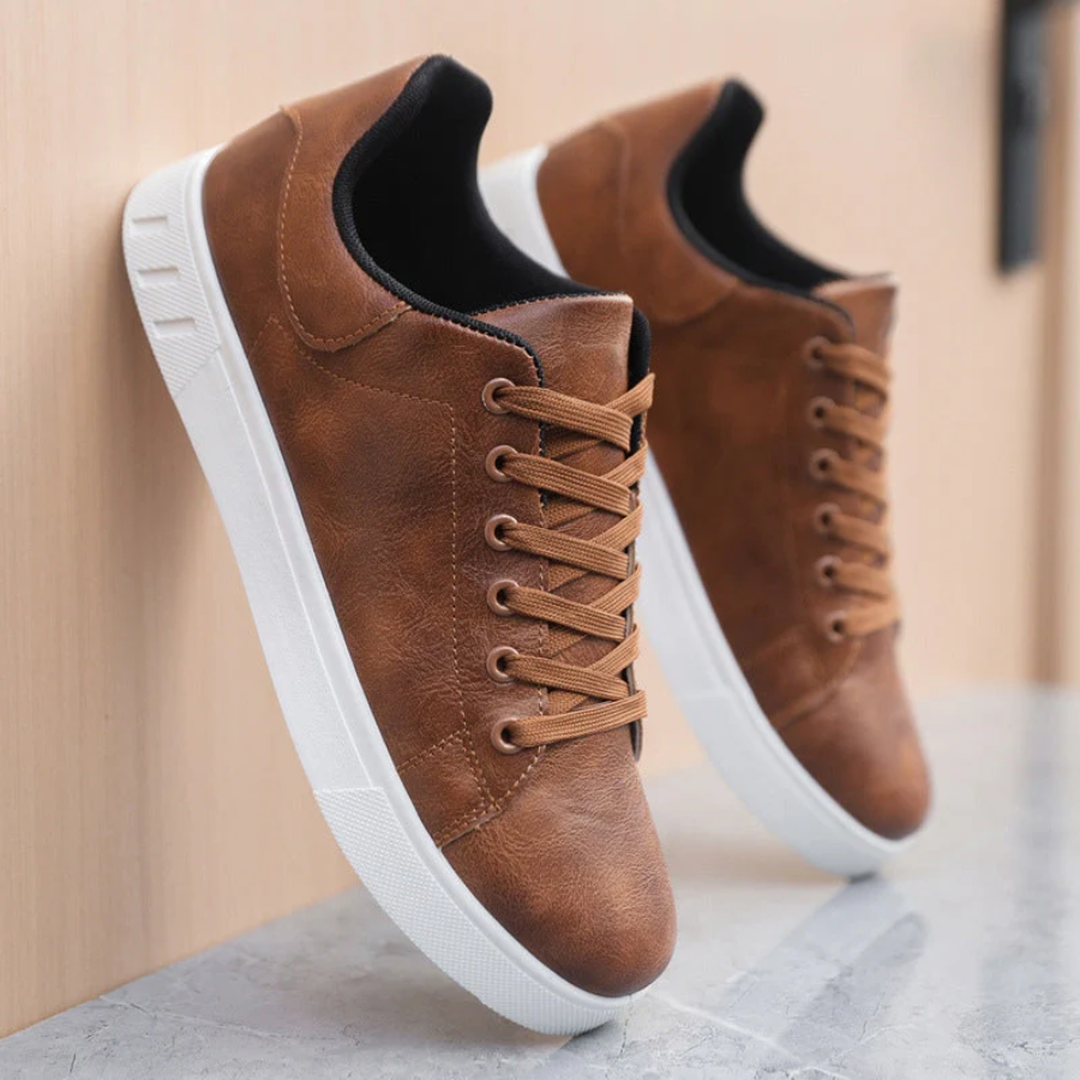 Skórzane męskie sneakersy – stylowy design ze sznurowaniem – widok produktu 6 | Ionotix
