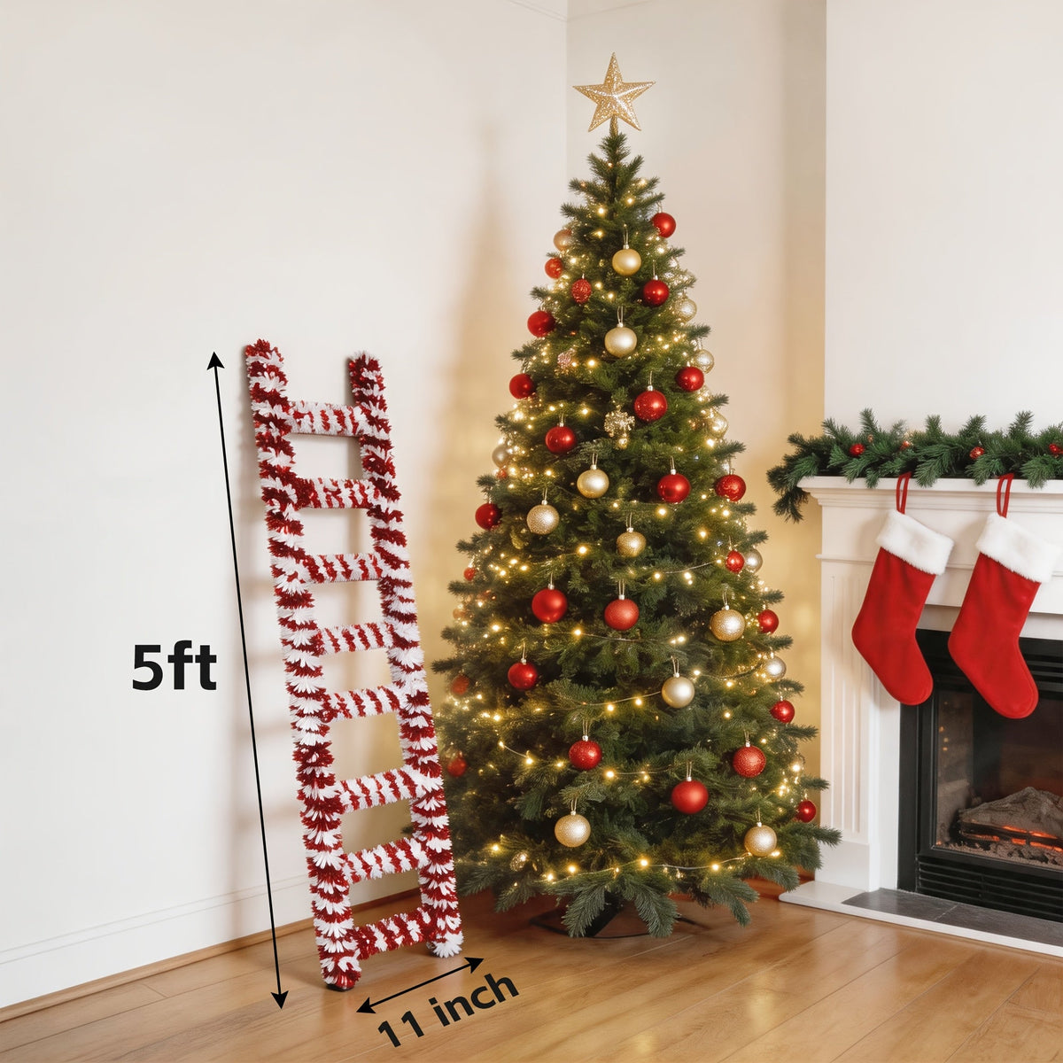 Solarna drabina świąteczna LED 152 cm - 100 kolorowych diod, 8 trybów, timer - widok produktu 4 | Ionotix