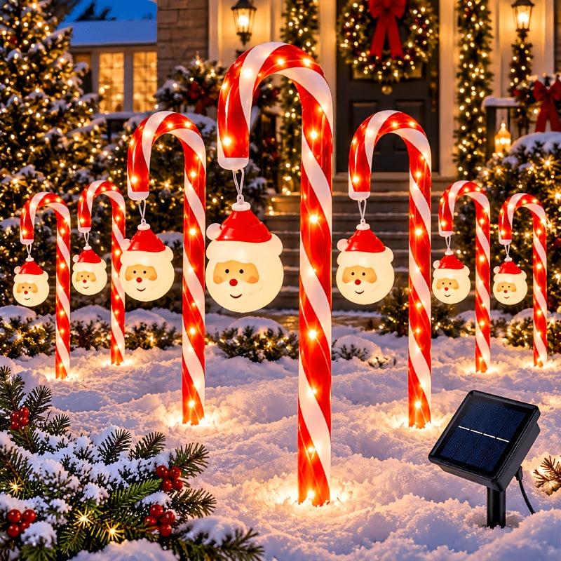 Solarne lampki ogrodowe laski cukrowe 50 cm - wiszący Mikołaj, 7 lub 11 szt., 1 panel | IPX5 - widok produktu 10 | Ionotix