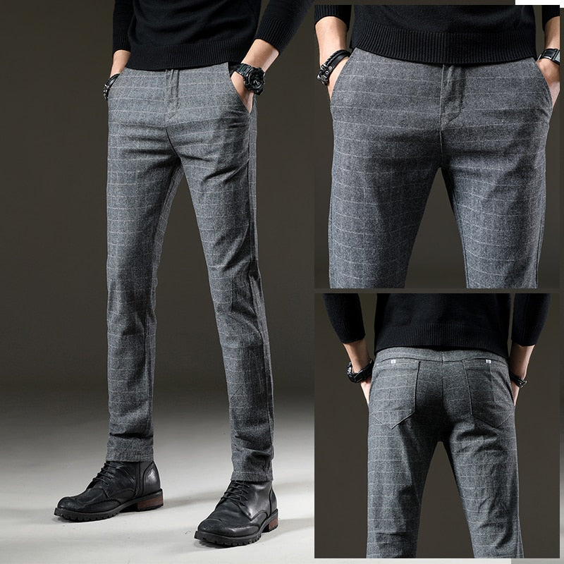 Spodnie w kratę eleganckie - wysoki stan – widok produktu 4 | Ionotix