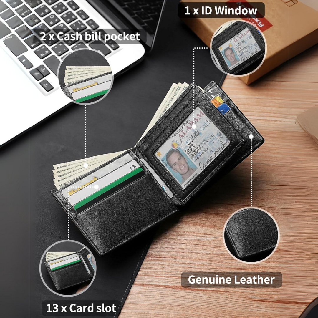 StitchCraft – skórzany portfel męski RFID – widok produktu 1 | Ionotix