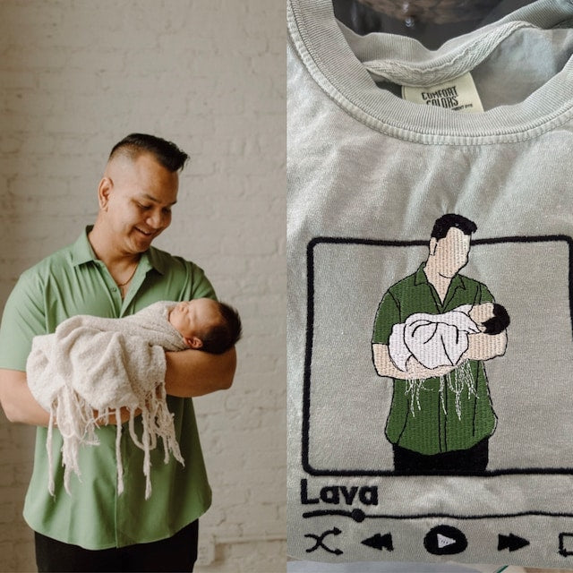 StitchPortrait – bluza z haftowanym zdjęciem – noszona pamiątka – widok produktu 2 | Ionotix