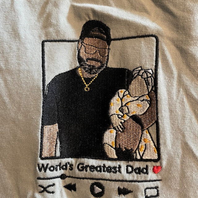 StitchPortrait – bluza z haftowanym zdjęciem – noszona pamiątka – widok produktu 4 | Ionotix
