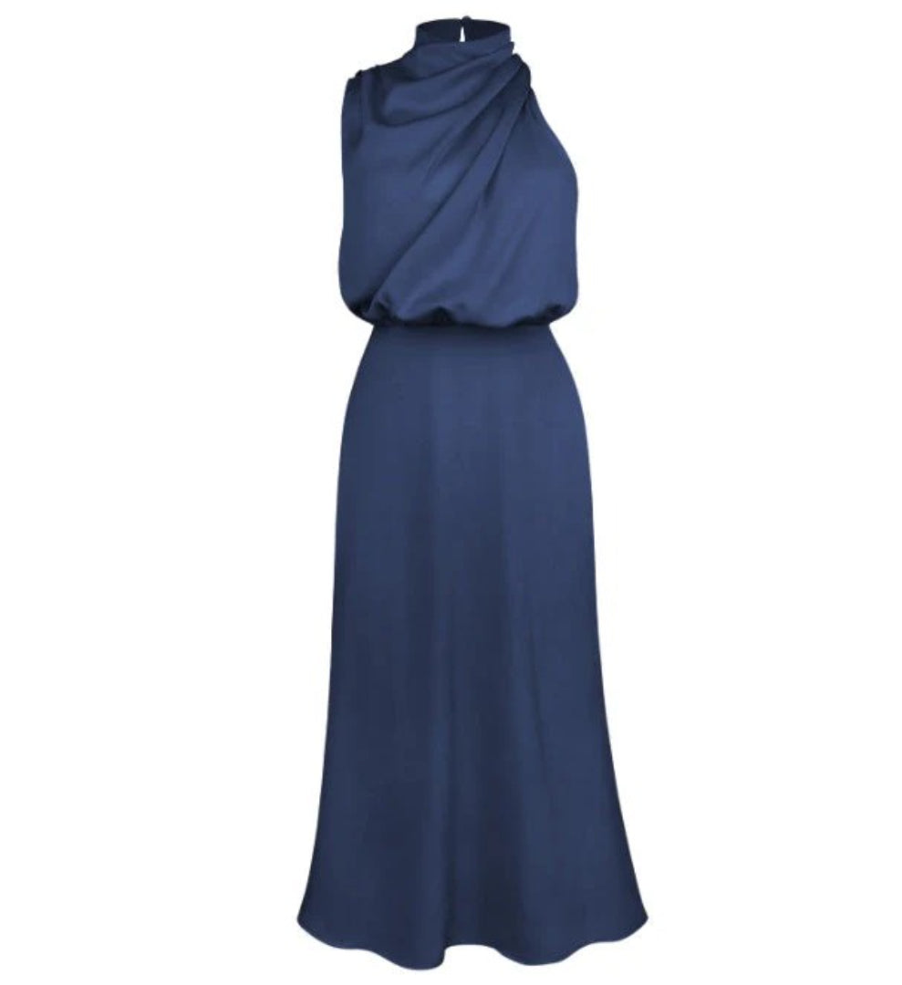 Sukienka maxi bez rękawów typu halter z wysokim kołnierzem – widok produktu 19 | Ionotix