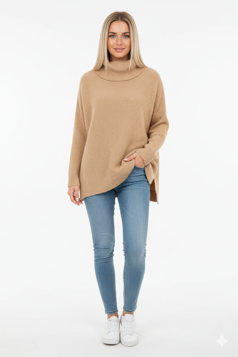 Sweter damski golf oversize - miękka dzianina – widok produktu 5 | Ionotix