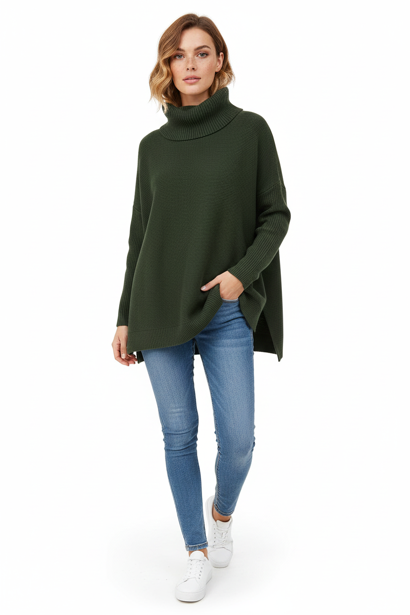 Sweter damski golf oversize - miękka dzianina – widok produktu 9 | Ionotix