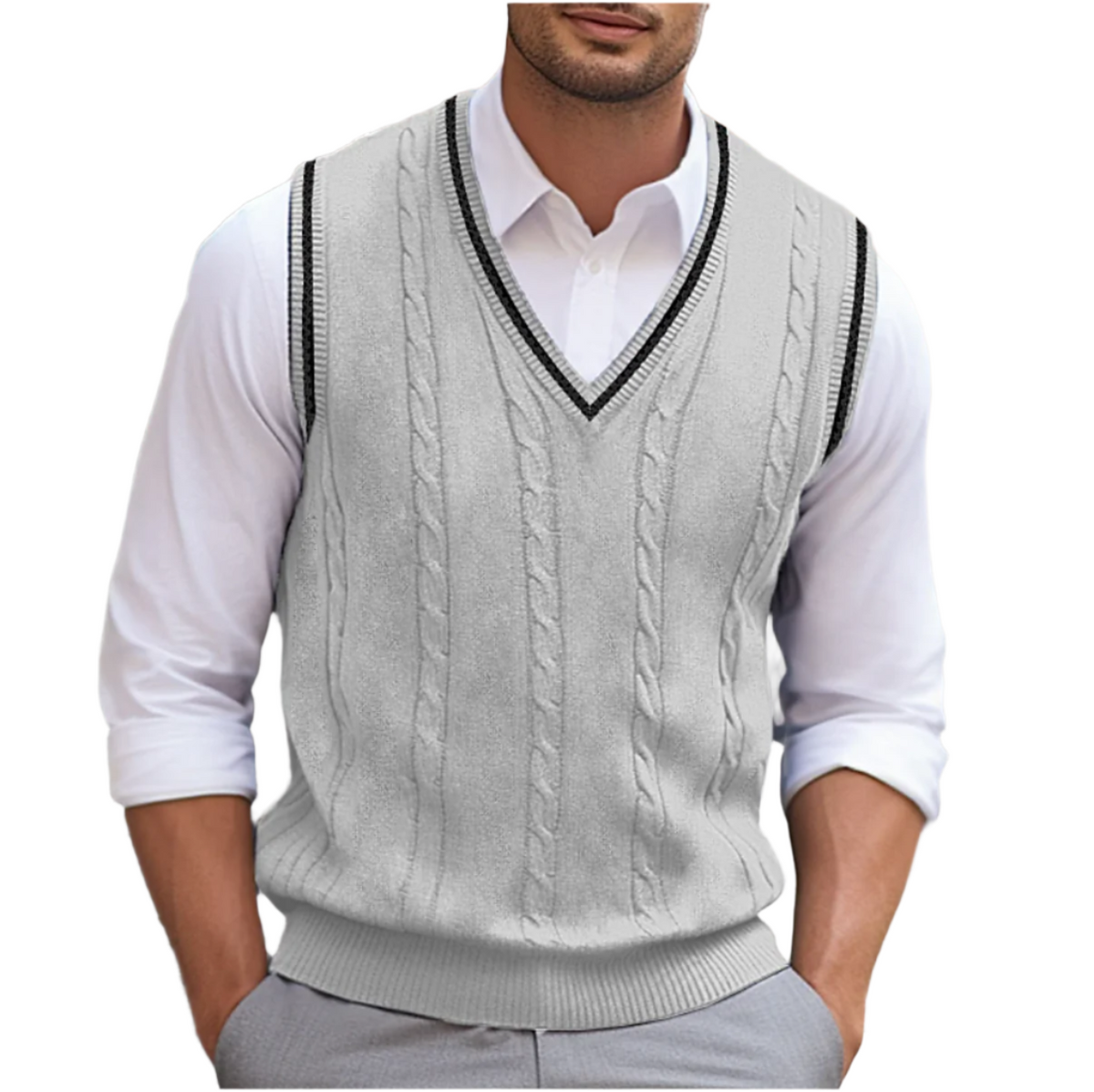 Sweter męski bez rękawów w serek – widok produktu 2 | Ionotix