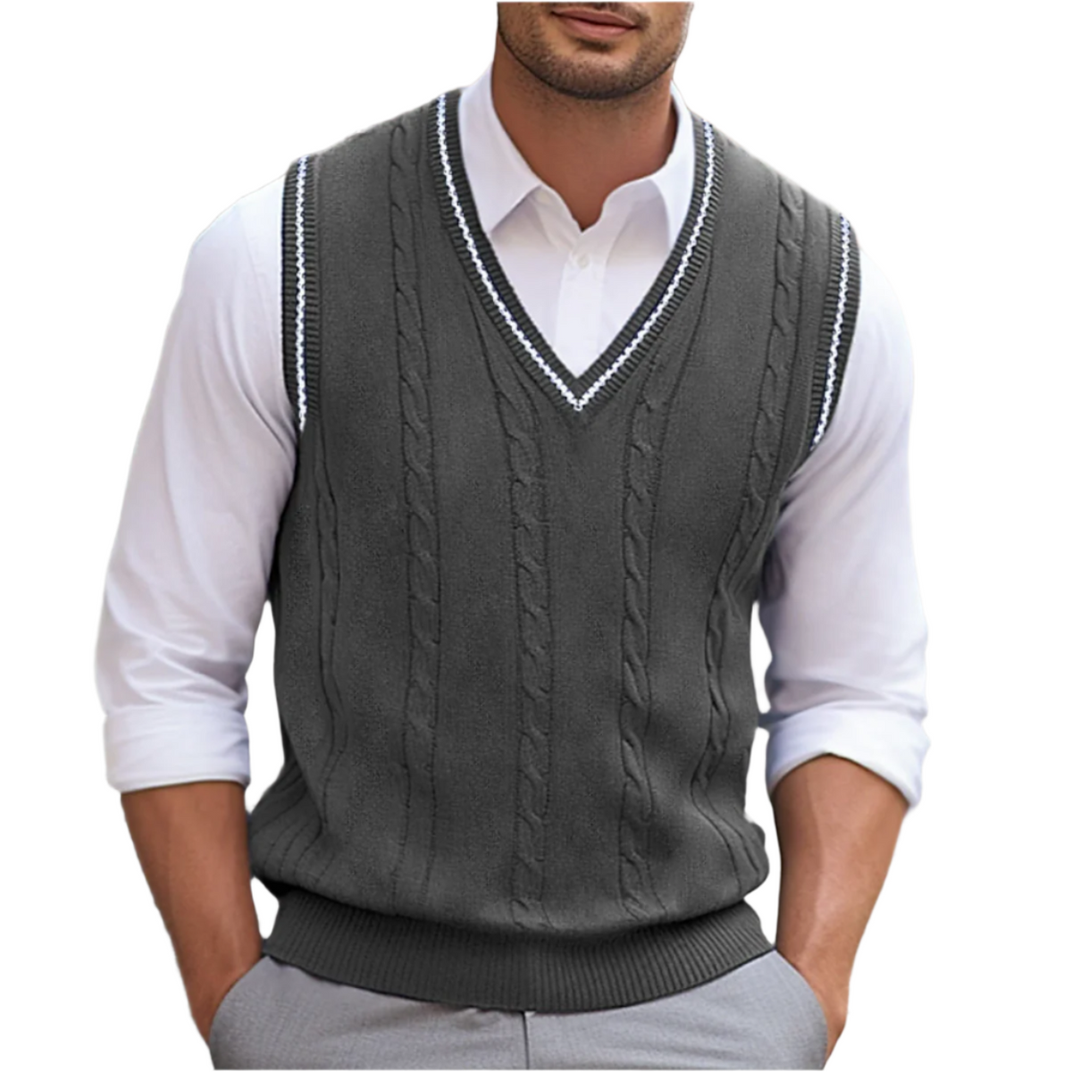 Sweter męski bez rękawów w serek – widok produktu 5 | Ionotix