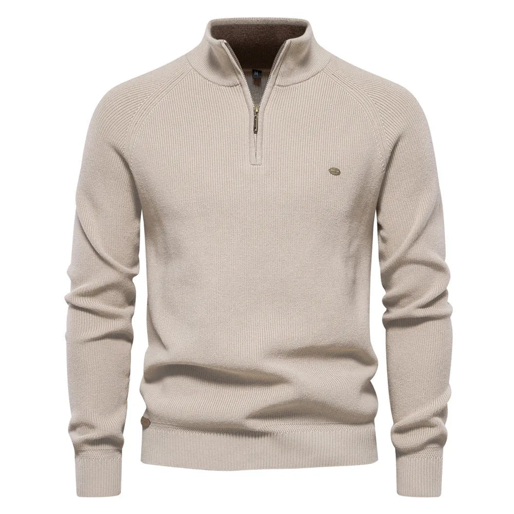 Sweter męski half zip ze stójką - prążkowany splot – widok produktu 2 | Ionotix