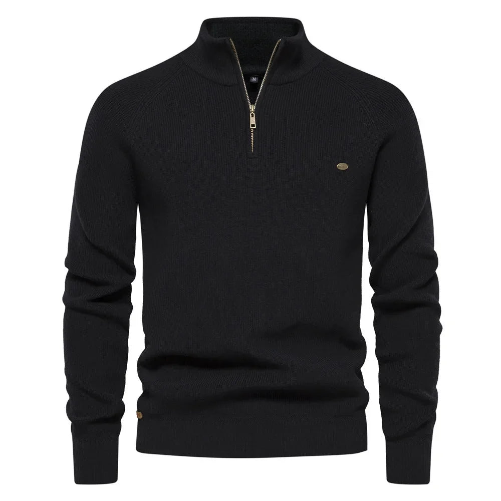 Sweter męski half zip ze stójką - prążkowany splot – widok produktu 3 | Ionotix
