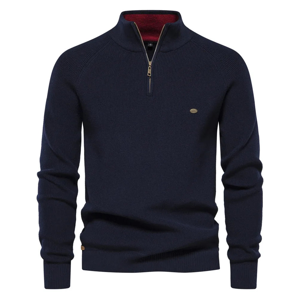 Sweter męski half zip ze stójką - prążkowany splot – widok produktu 4 | Ionotix
