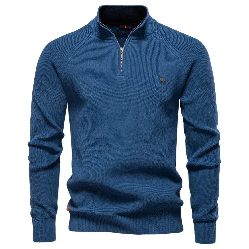 Sweter męski half zip ze stójką - prążkowany splot – widok produktu 5 | Ionotix