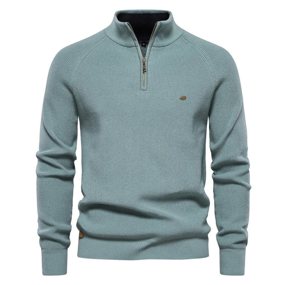 Sweter męski half zip ze stójką - prążkowany splot – widok produktu 6 | Ionotix