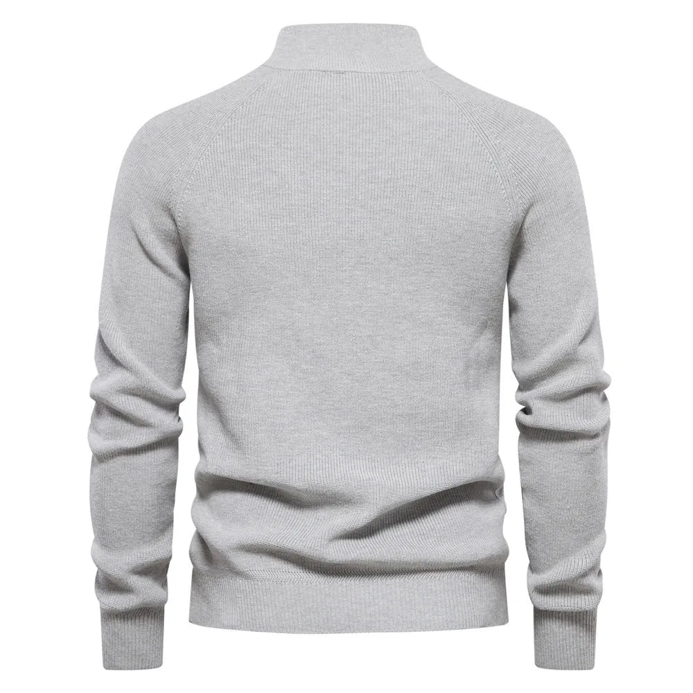 Sweter męski half zip ze stójką - prążkowany splot – widok produktu 7 | Ionotix