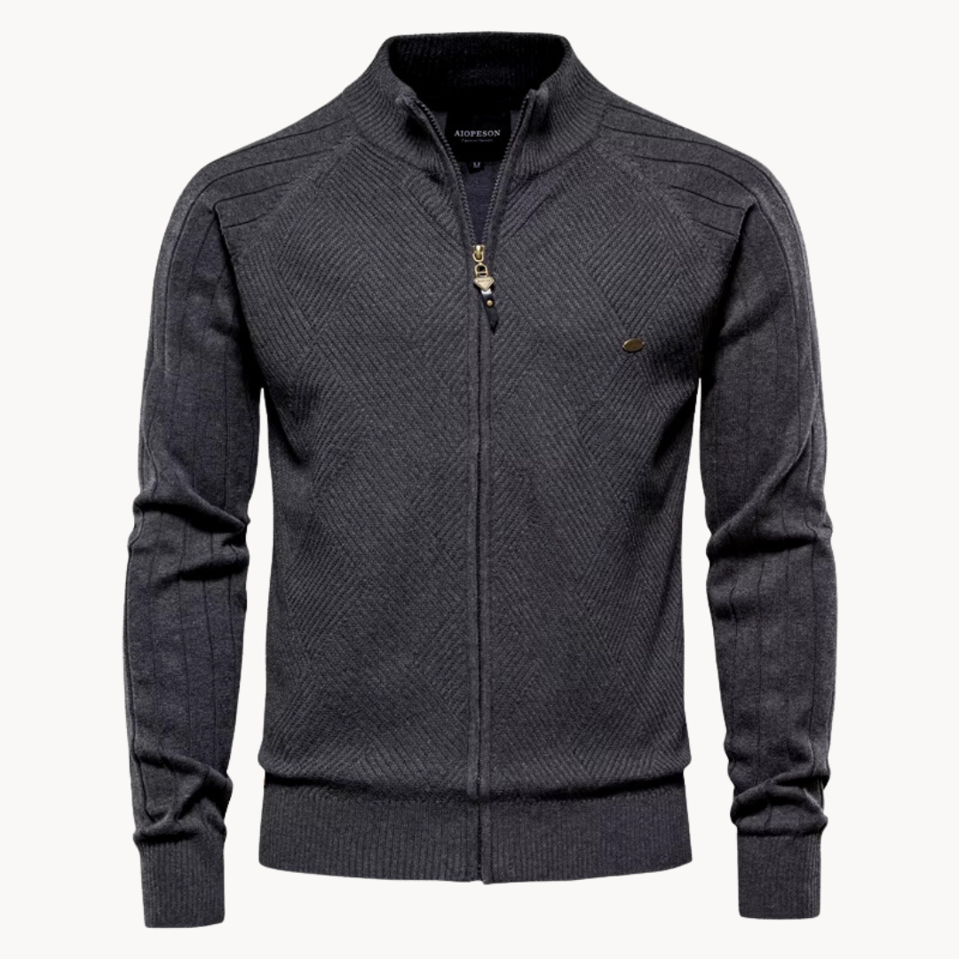 Sweter męski na zamek ze stójką - drobny splot – widok produktu 4 | Ionotix