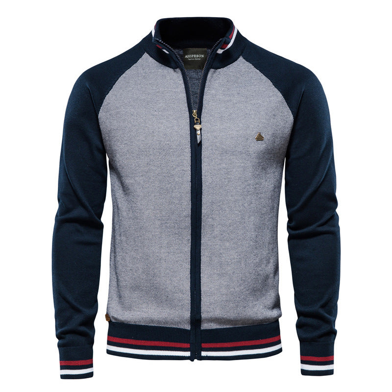 Sweter męski na zamek ze stójką - drobny splot – widok produktu 7 | Ionotix