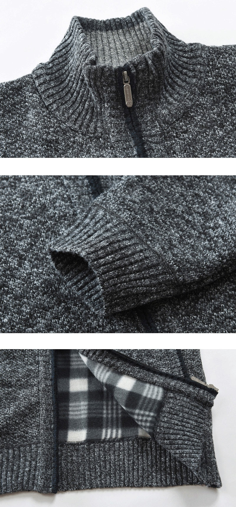Sweter męski wełniany z zamkiem - ocieplana podszewka – widok produktu 7 | Ionotix