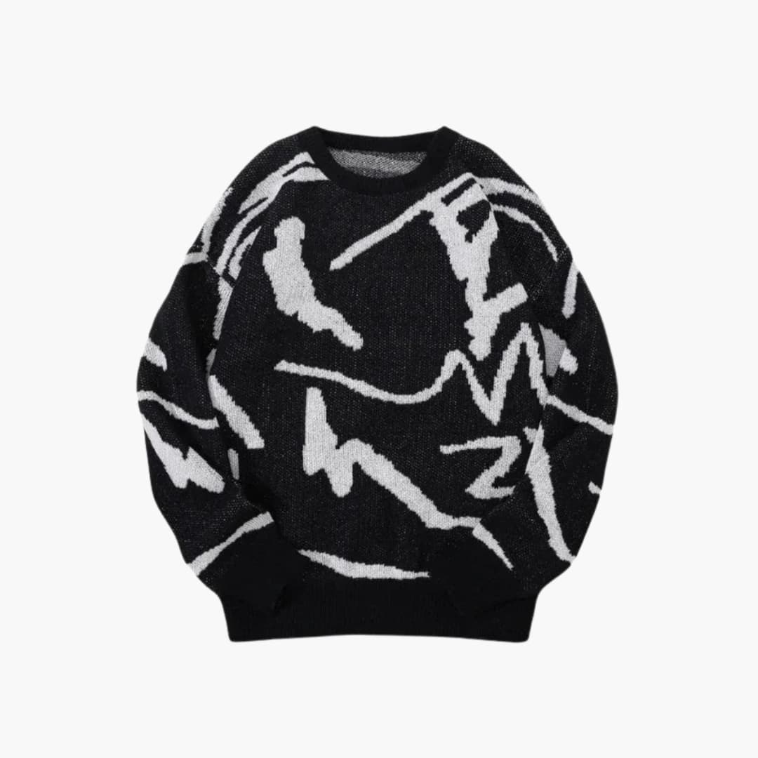 Sweter męski z abstrakcyjnym wzorem - ściągacze – widok produktu 5 | Ionotix