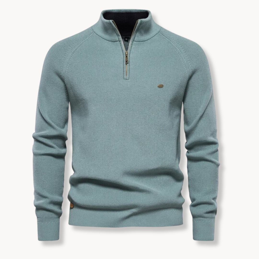 Sweter męski z krótkim zamkiem - splot prążkowany – widok produktu 4 | Ionotix