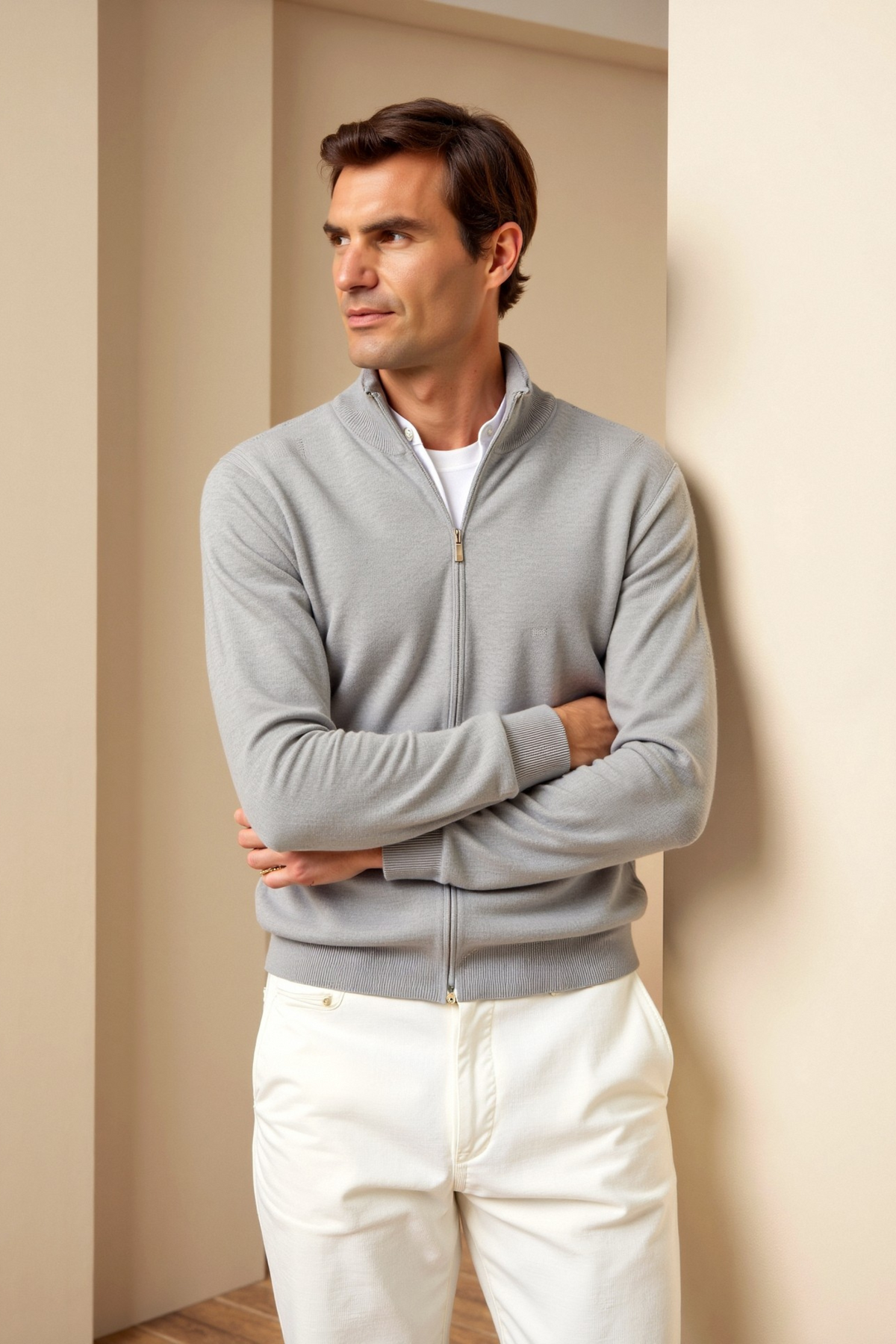 Sweter rozpinany męski slim fit z zamkiem – widok produktu 3 | Ionotix