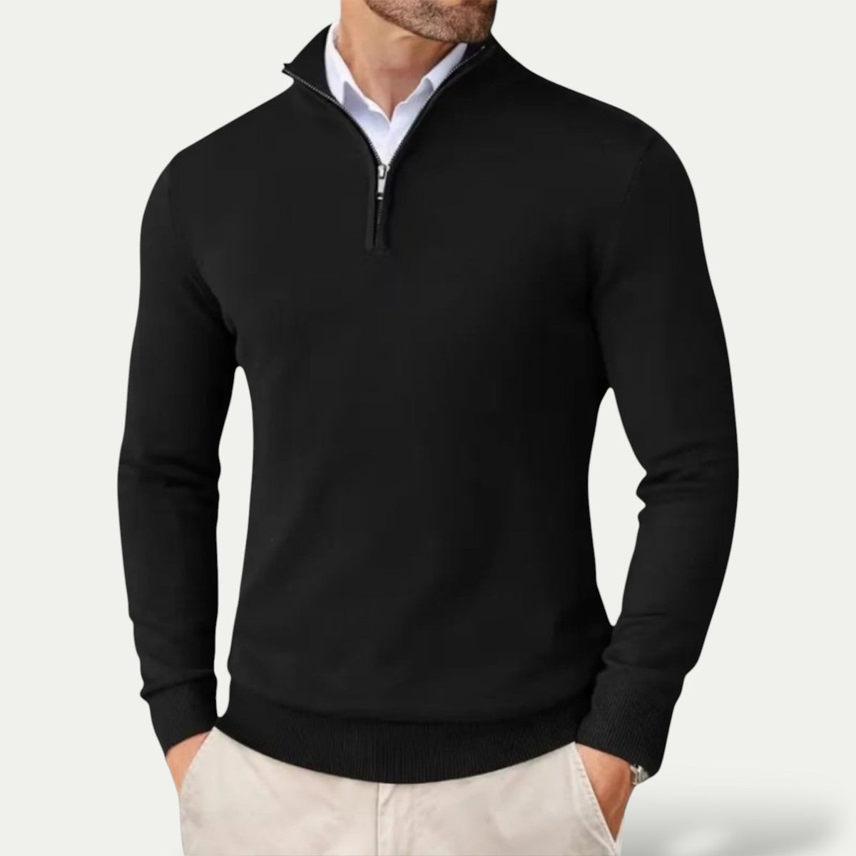 Sweter z kaszmiru z krótkim zamkiem - slim fit – widok produktu 1 | Ionotix