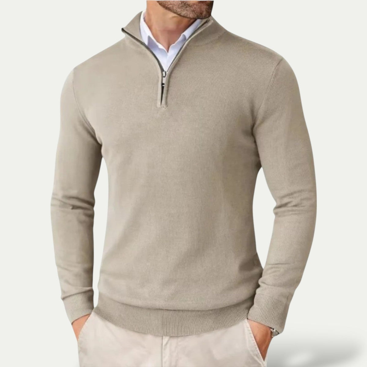 Sweter z kaszmiru z krótkim zamkiem - slim fit – widok produktu 3 | Ionotix