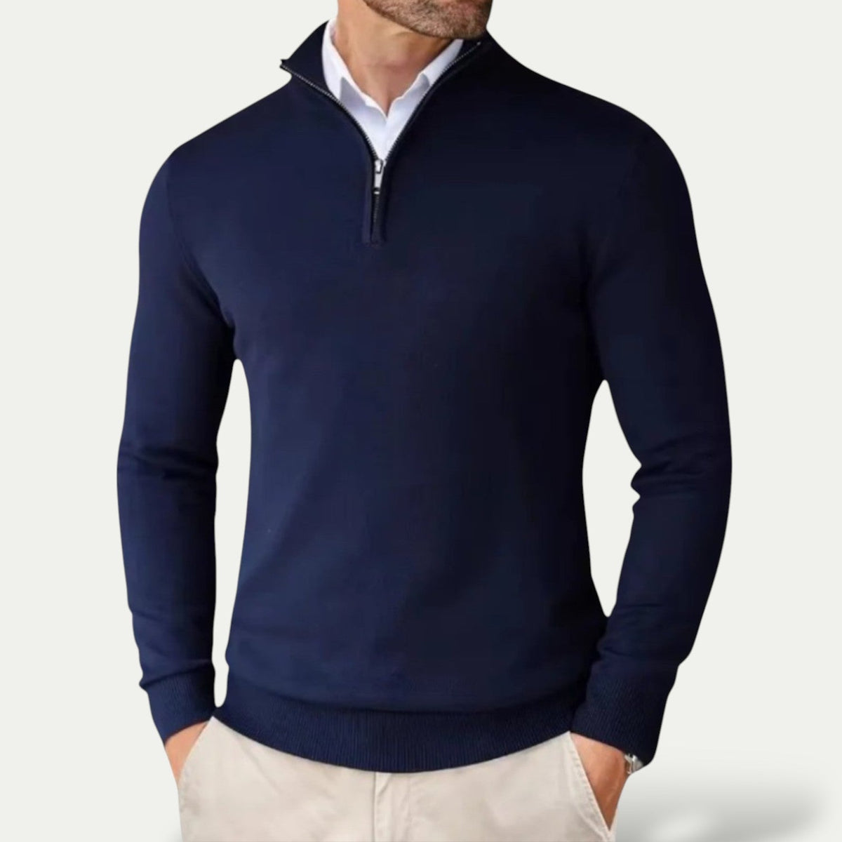 Sweter z kaszmiru z krótkim zamkiem - slim fit – widok produktu 4 | Ionotix