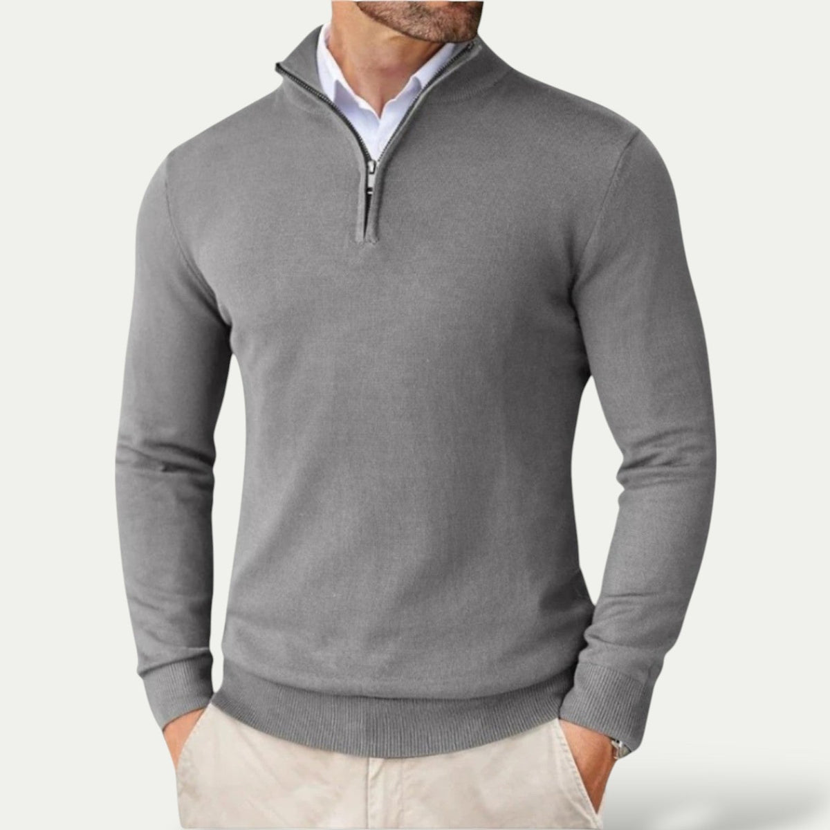 Sweter z kaszmiru z krótkim zamkiem - slim fit – widok produktu 5 | Ionotix