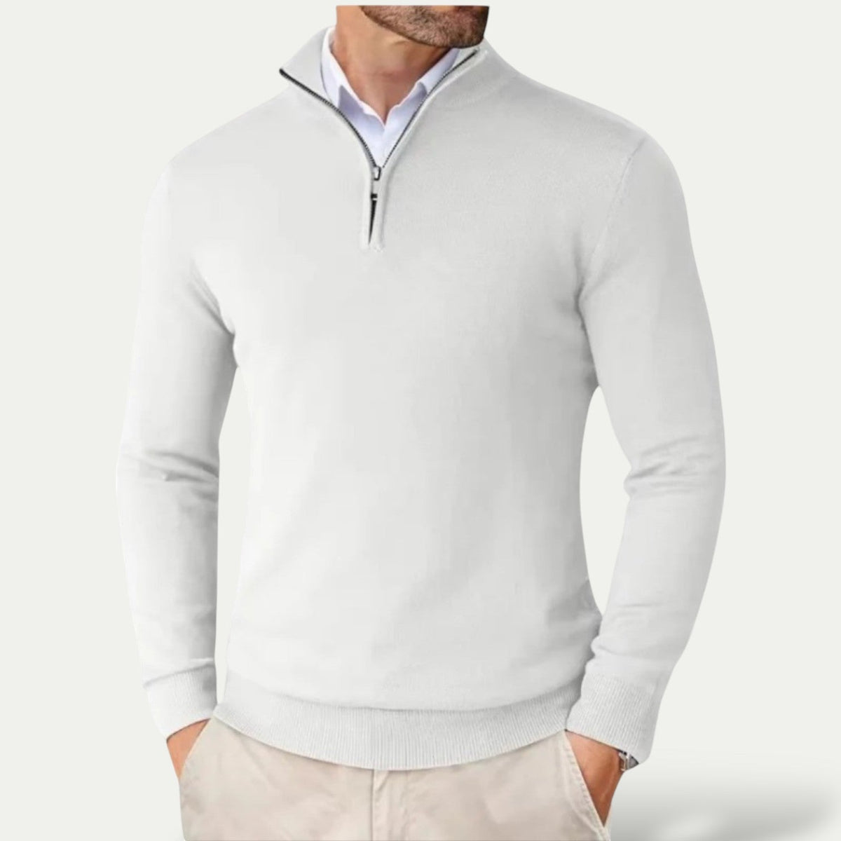 Sweter z kaszmiru z krótkim zamkiem - slim fit – widok produktu 6 | Ionotix