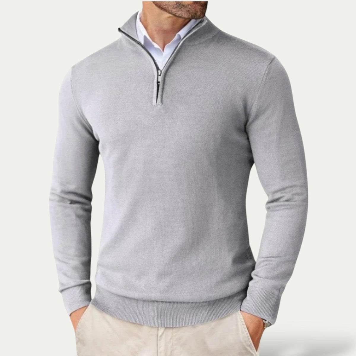 Sweter z kaszmiru z krótkim zamkiem - slim fit – widok produktu 7 | Ionotix