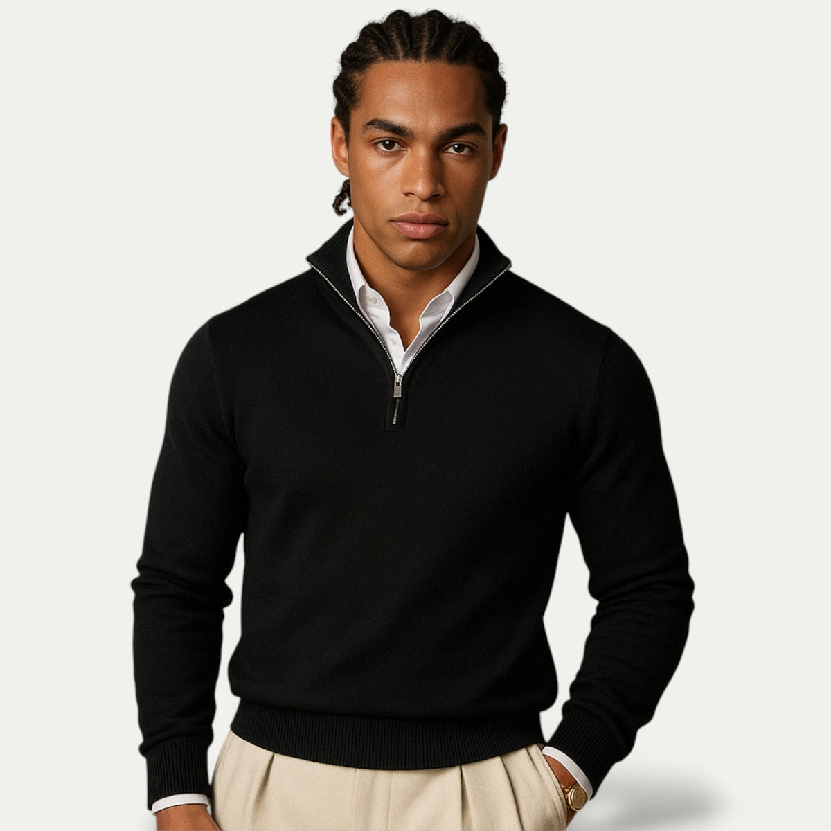Sweter z kaszmiru z krótkim zamkiem - slim fit – widok produktu 8 | Ionotix