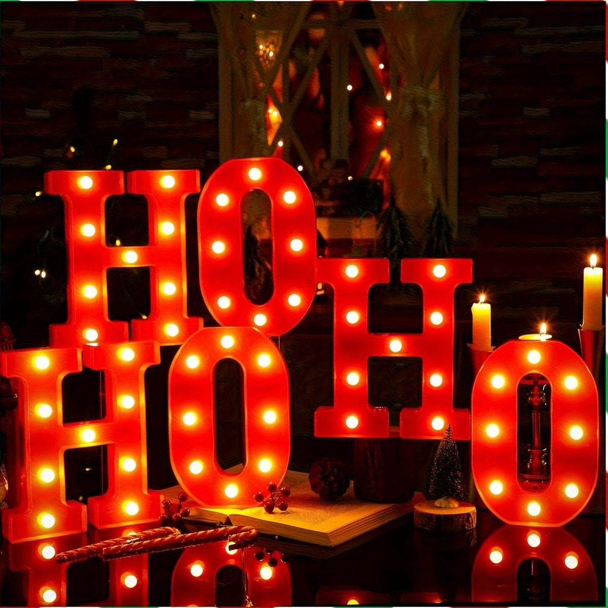 Świecące litery LED HO HO HO 22 cm - 6 szt., na baterie AA | wolnostojące - widok produktu 3 | Ionotix