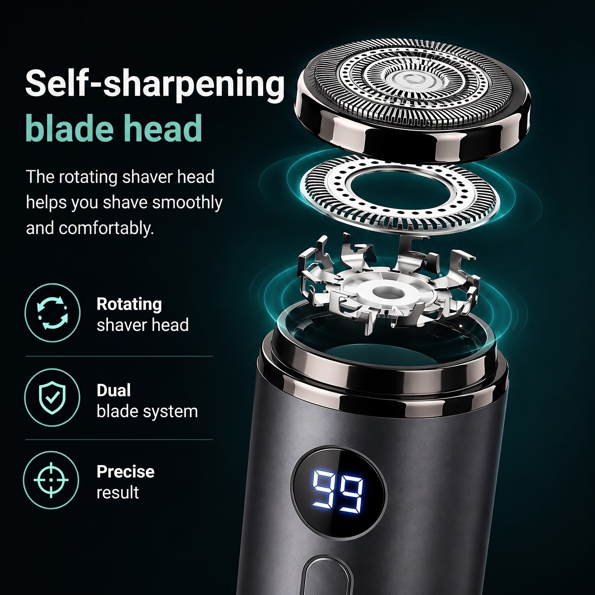 SwiftShave – Kompaktowa Elektryczna Golarka Do Twarzy – widok produktu 4 | Ionotix