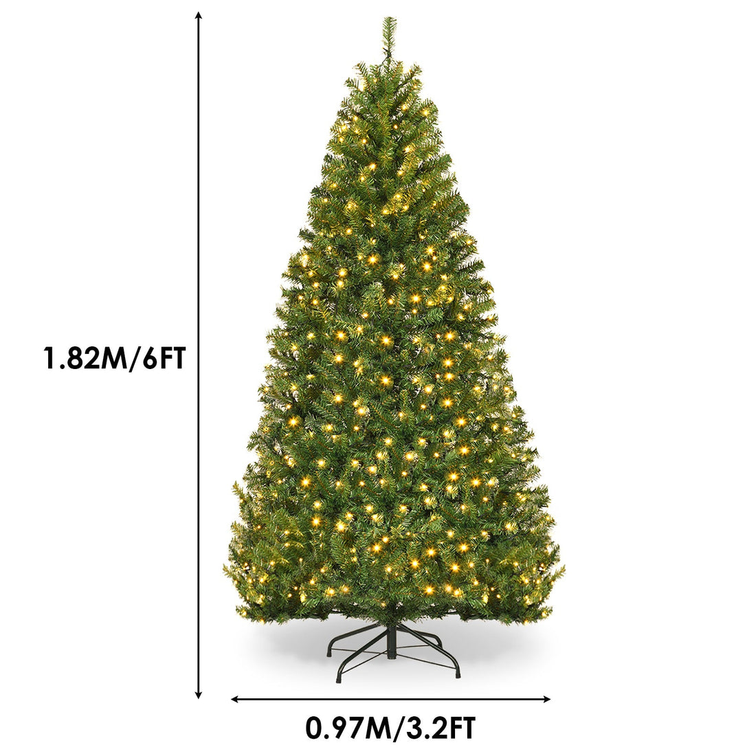 Sztuczna choinka LED 182 cm - 350 diod ciepła biel i multikolor, 11 trybów | metalowy stojak - widok produktu 2 | Ionotix