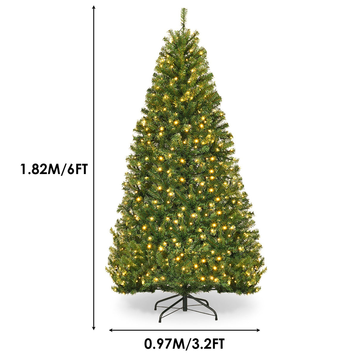 Sztuczna choinka LED 182 cm - 350 diod ciepła biel i multikolor, 11 trybów | metalowy stojak - widok produktu 2 | Ionotix
