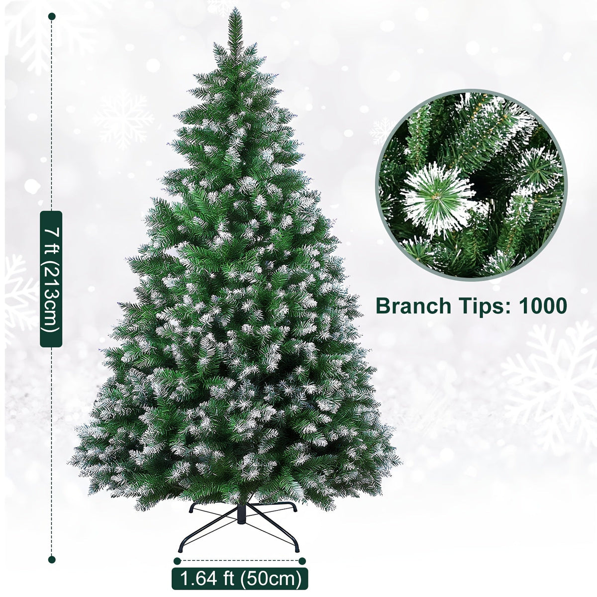 Sztuczna choinka sosnowa 213-244 cm - gałęzie na zawiasach, 6 wykończeń | osłona na stojak w zestawie - widok produktu 10 | Ionotix