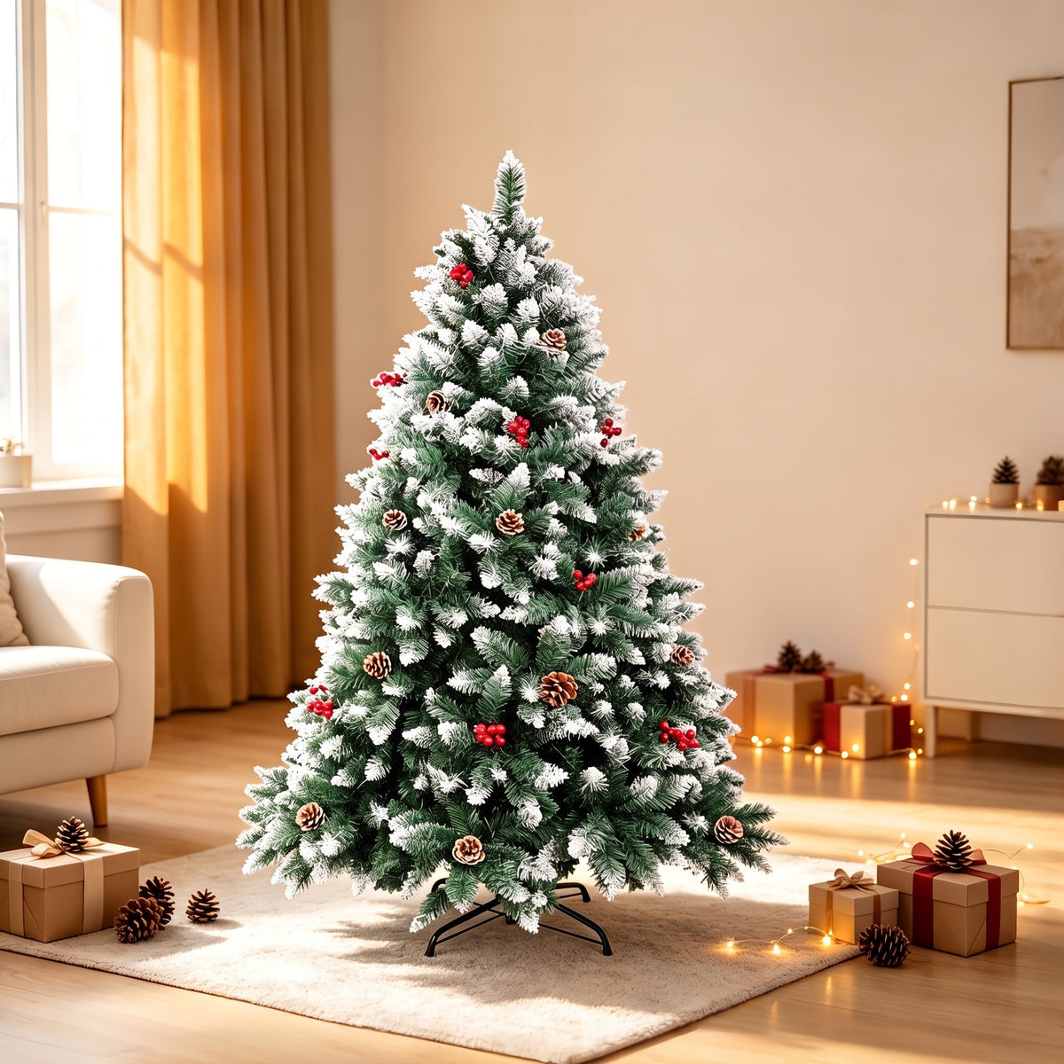 Sztuczna choinka sosnowa 213-244 cm - gałęzie na zawiasach, 6 wykończeń | osłona na stojak w zestawie - widok produktu 23 | Ionotix