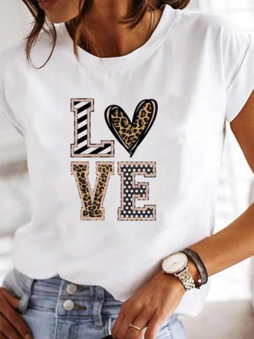 T-shirt z okrągłym dekoltem i nadrukiem serca – widok produktu 2 | Ionotix