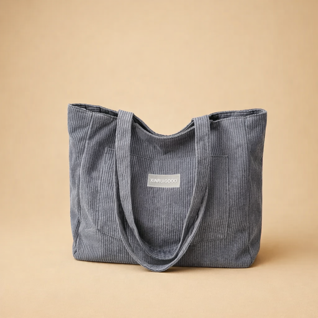 Torebka damska shopper ze sztruksu - pojemna – widok produktu 2 | Ionotix