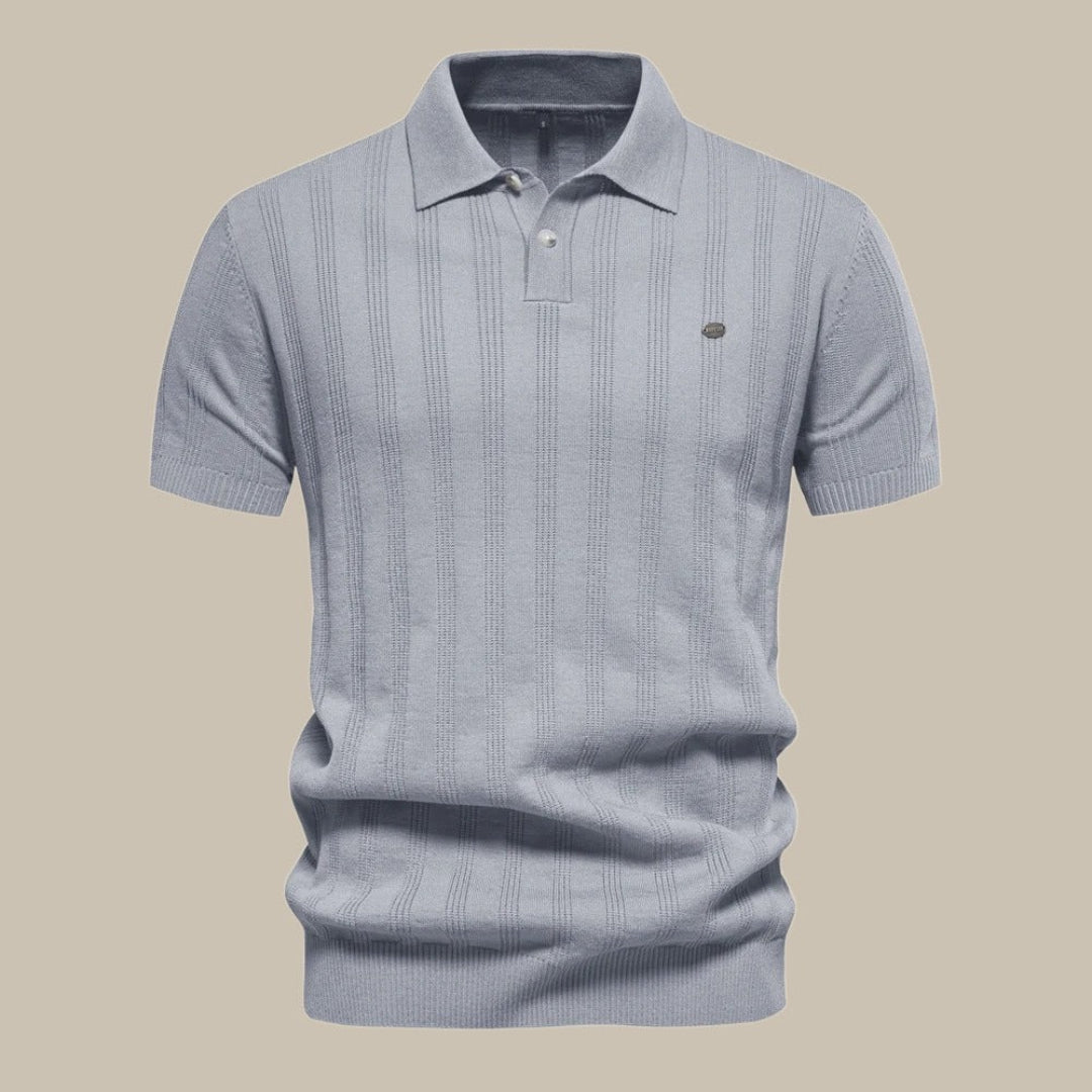 Wełniany dzianinowy sweter polo z krótkim rękawem – widok produktu 3 | Ionotix