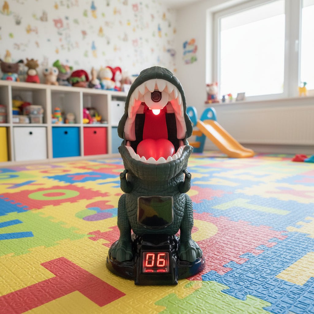 Wyrzutnia piankowych kulek z tarczą dinozaur - gra zręcznościowa od 4 lat - widok produktu 1 | Ionotix