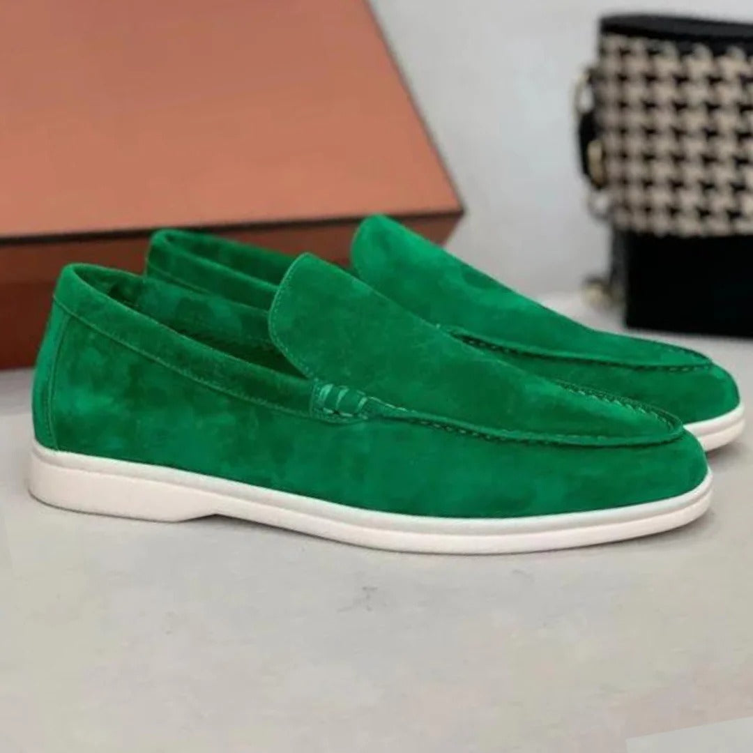 Zamszowe loafersy wsuwane z przeszyciami – widok produktu 9 | Ionotix