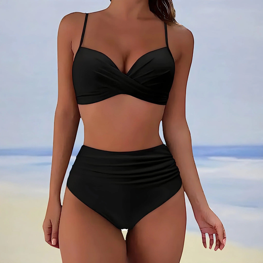 Zestaw bikini z wysokim stanem i topem kopertowym – widok produktu 2 | Ionotix
