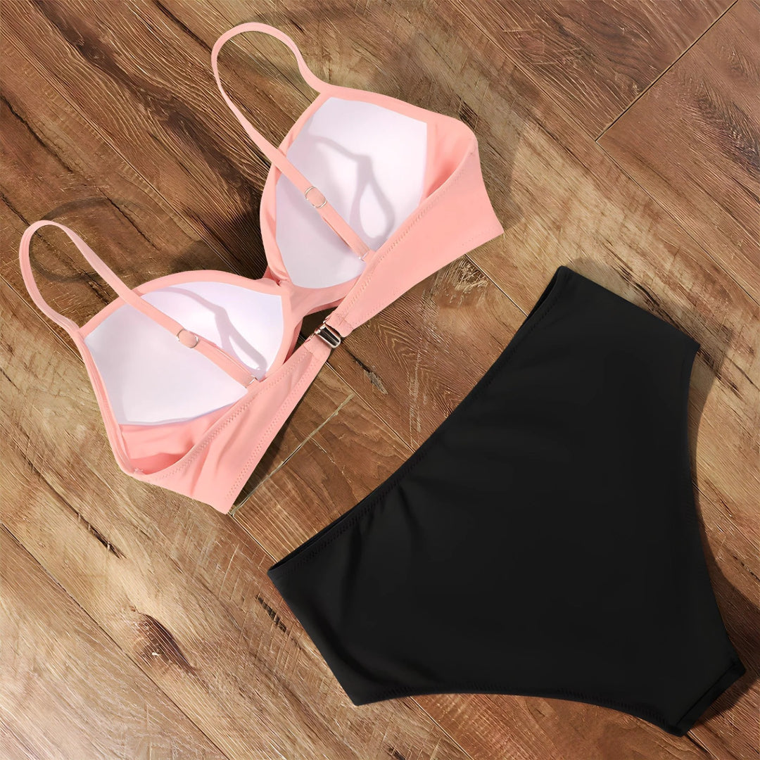 Zestaw bikini z wysokim stanem i topem kopertowym – widok produktu 10 | Ionotix