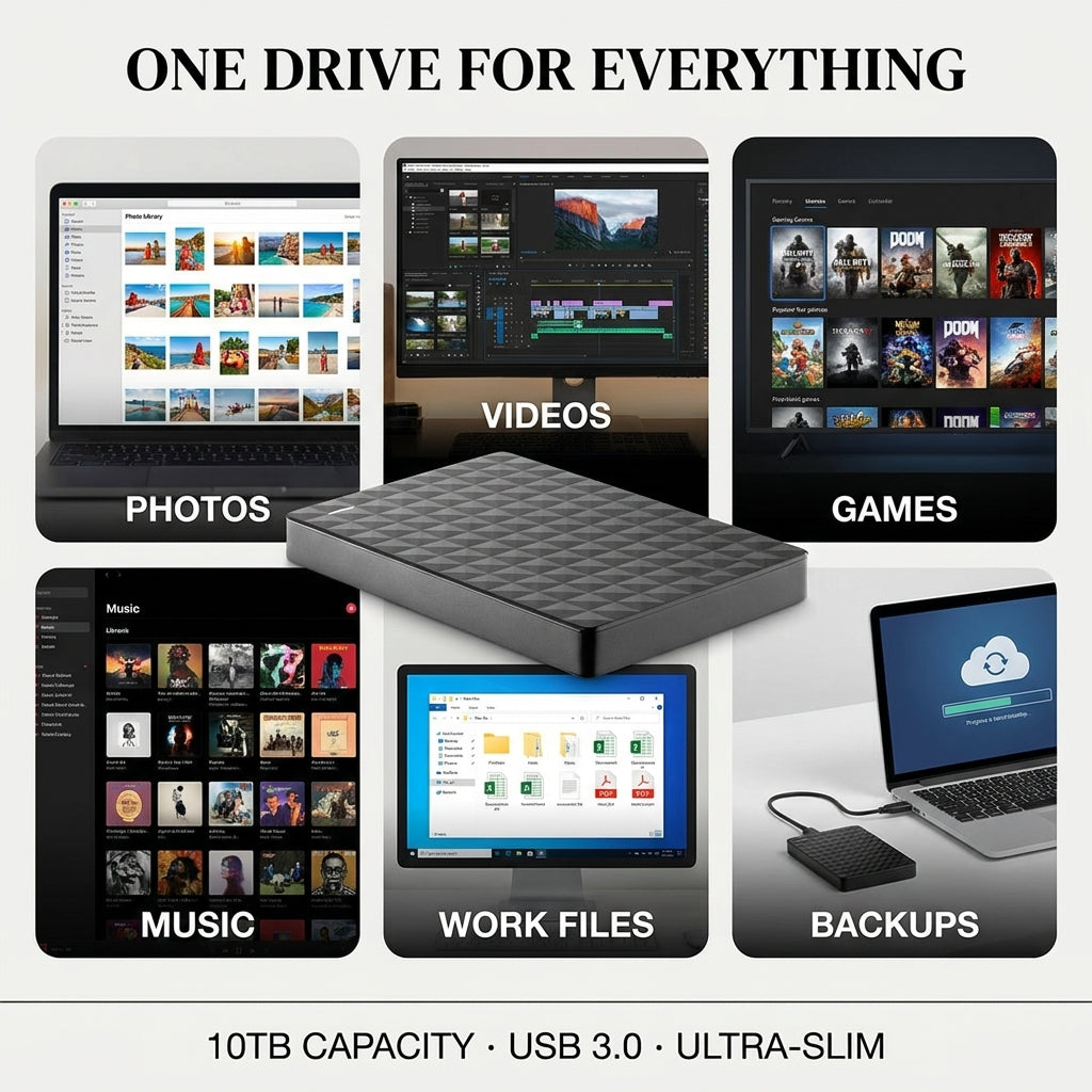 One drive for everything - photos, videos, games, backups