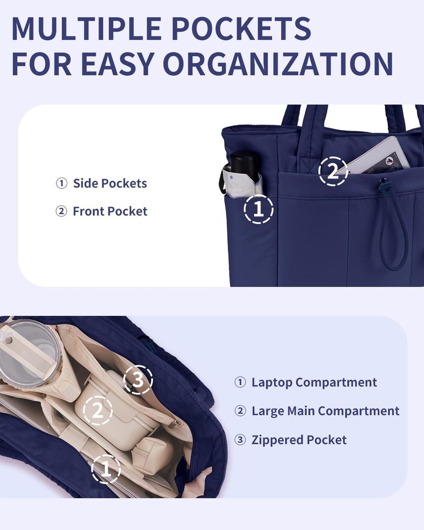 Pikowana torba puffer z uchwytem na kubek